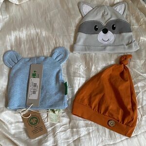 💥 Baby Beanie Set - Gray, Blue, Orange